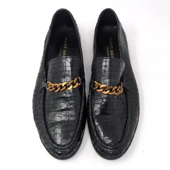 Kurt Geiger London Luca Loafer Shoes Mens EU 41.5 Black Leather Croc Emboss NWOB - Picture 6 of 10